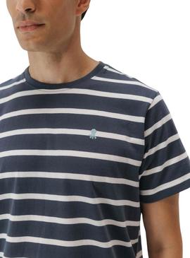 Camiseta El Pulpo listrada azul marinho para homem.