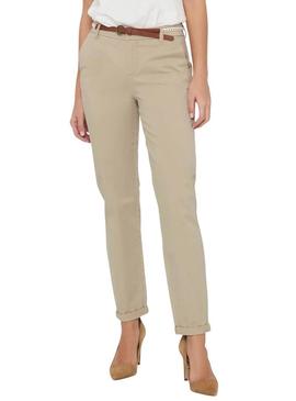 Calça Only Biana bege para mulher.
