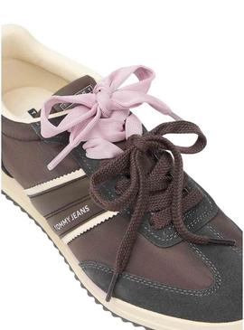 Sapatos Tommy Jeans Low Profile Runner marrom para mulher.