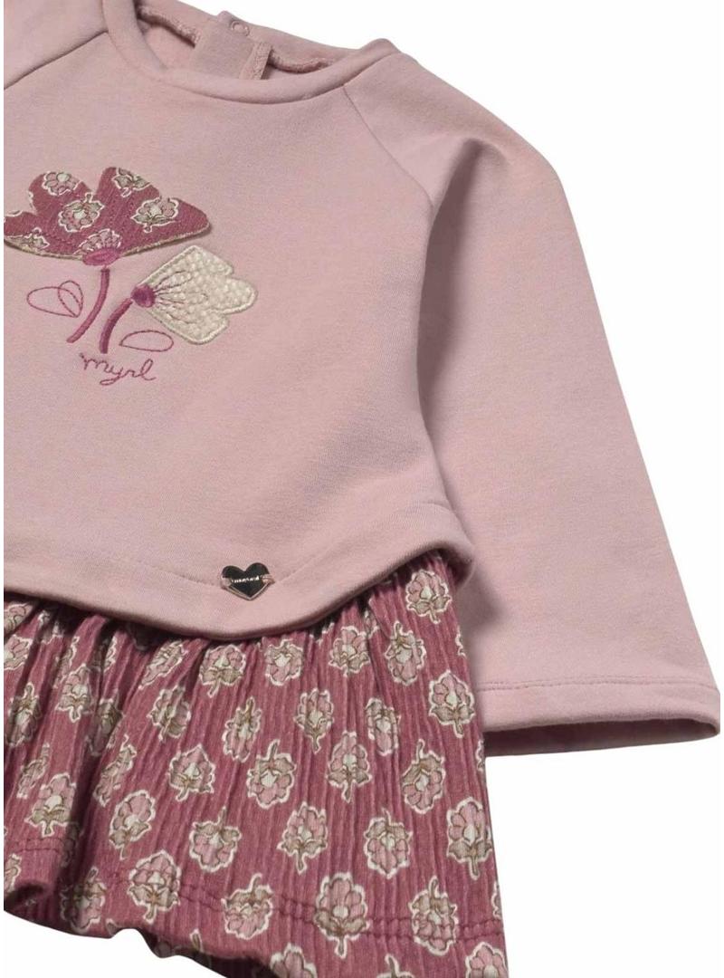 Vestido Mayoral de plush combinado rosa para bebê