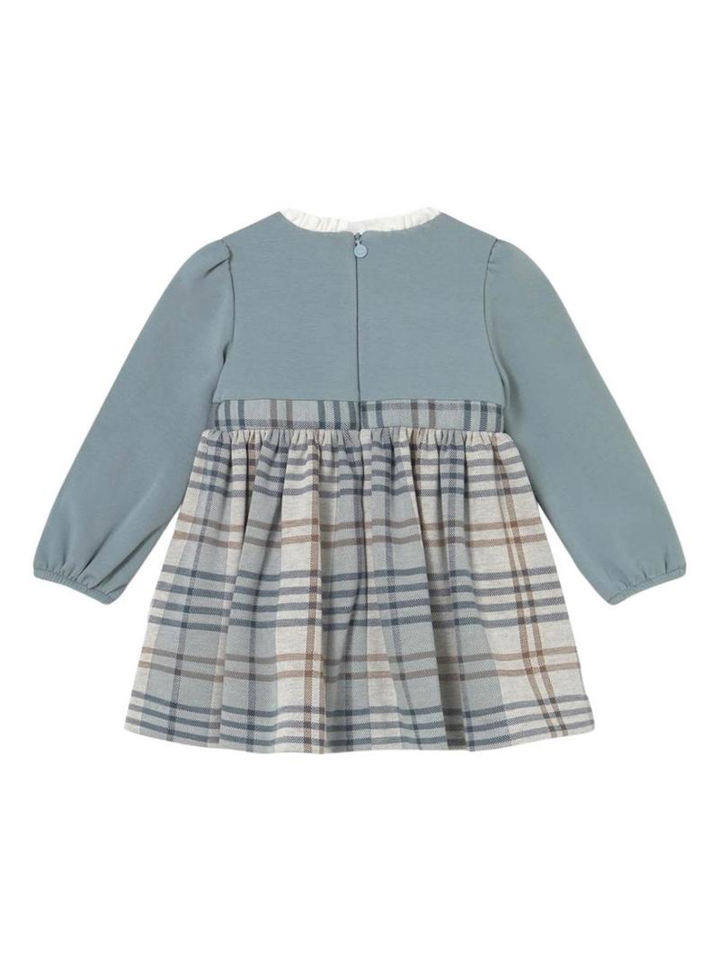 Vestido Mayoral xadrez combinado azul para bebê