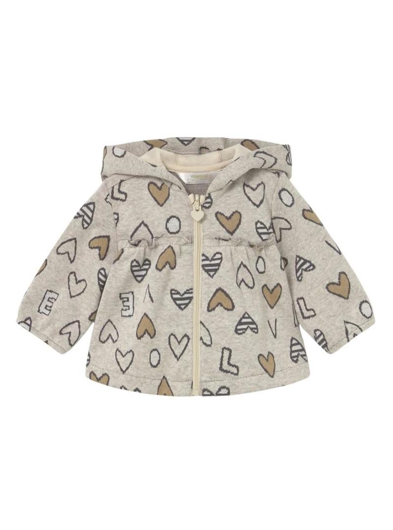 Conjunto de três peças Mayoral corações torrados para bebê.