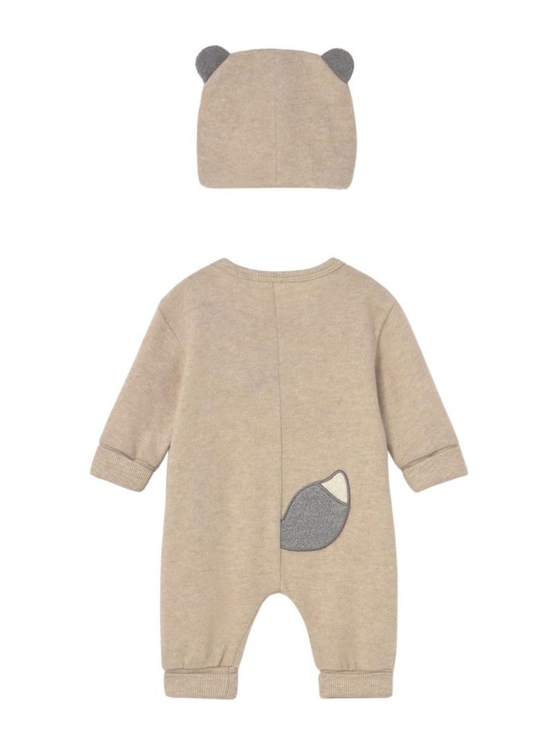 Conjunto macacão Mayoral com gorro bege para bebê