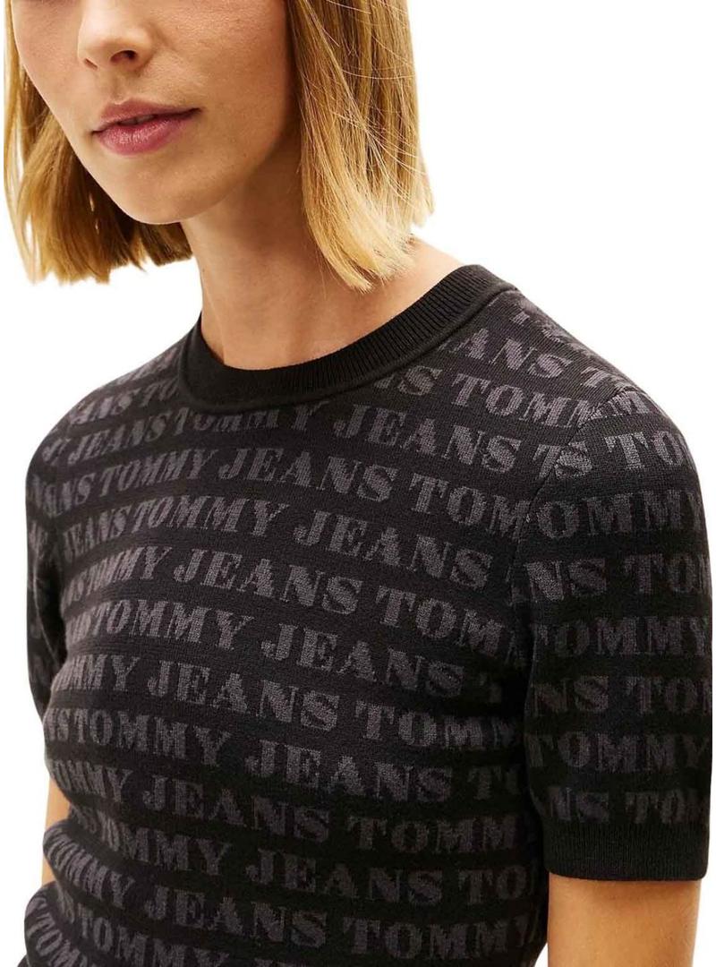 Vestido Tommy Jeans Spellout preto para mulher