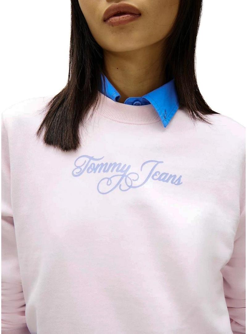 Moletom Tommy Jeans Signature rosa para mulher