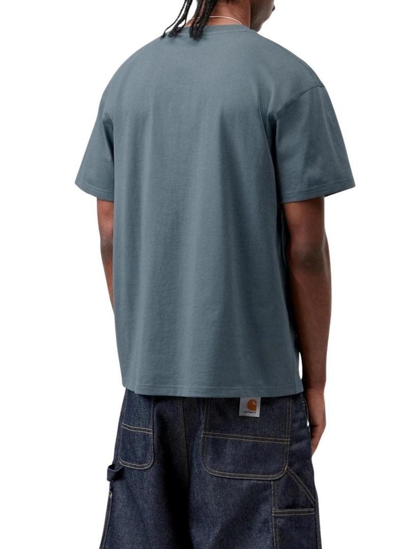 Camiseta Carhartt American Script azul para homem.