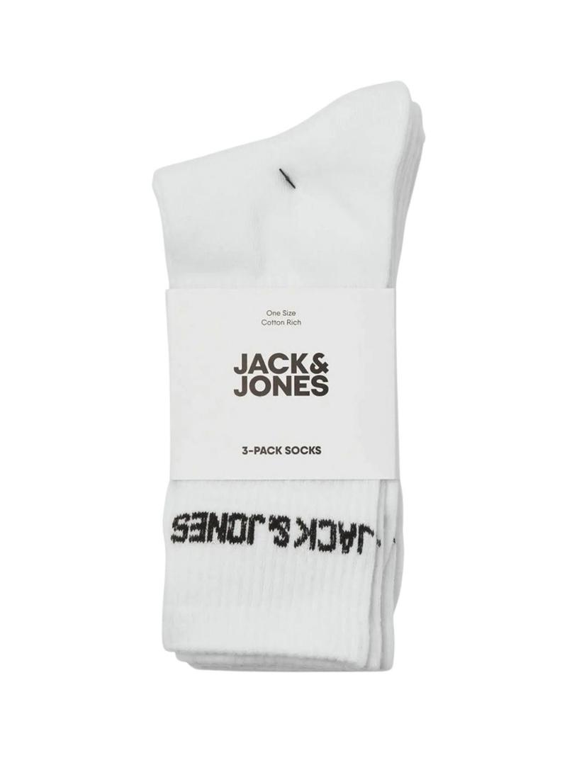 Pack de meias Jack and Jones Melvin brancas para homem