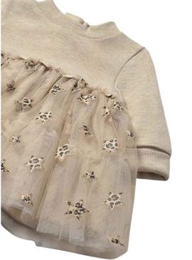 Vestido Mayoral de tule bege para bebê.