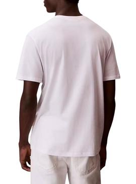 Camiseta Calvin Klein Jeans Micro Monólogo branca para homens.