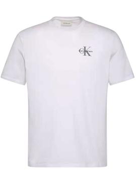Camiseta Calvin Klein Jeans Micro Monólogo branca para homens.