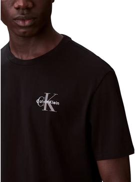 Camiseta Calvin Klein Jeans Micro Monologo preta para homem.
