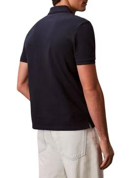 Camisa Polo Calvin Klein Jeans Monogram azul marino para homens.