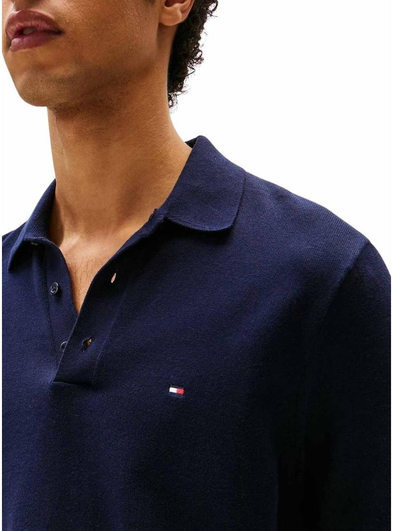 Camisa de malha azul marinho Tommy Hilfiger para homem.