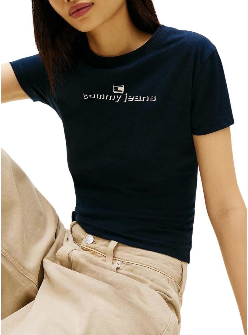 Camiseta Tommy Jeans Slim Logo azul para mulher