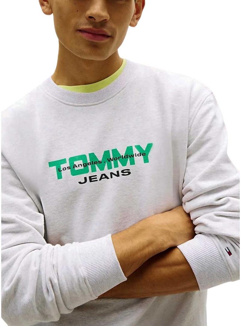 Moletom Tommy Jeans 90S Block cinza para homem.