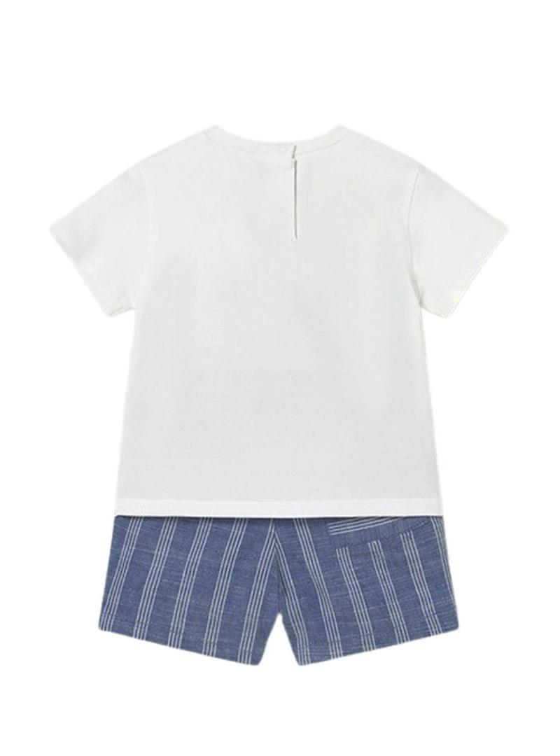 Conjunto Maioral carrinho branco e azul para bebê