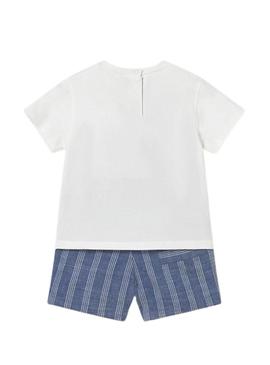 Conjunto Maioral carrinho branco e azul para bebê