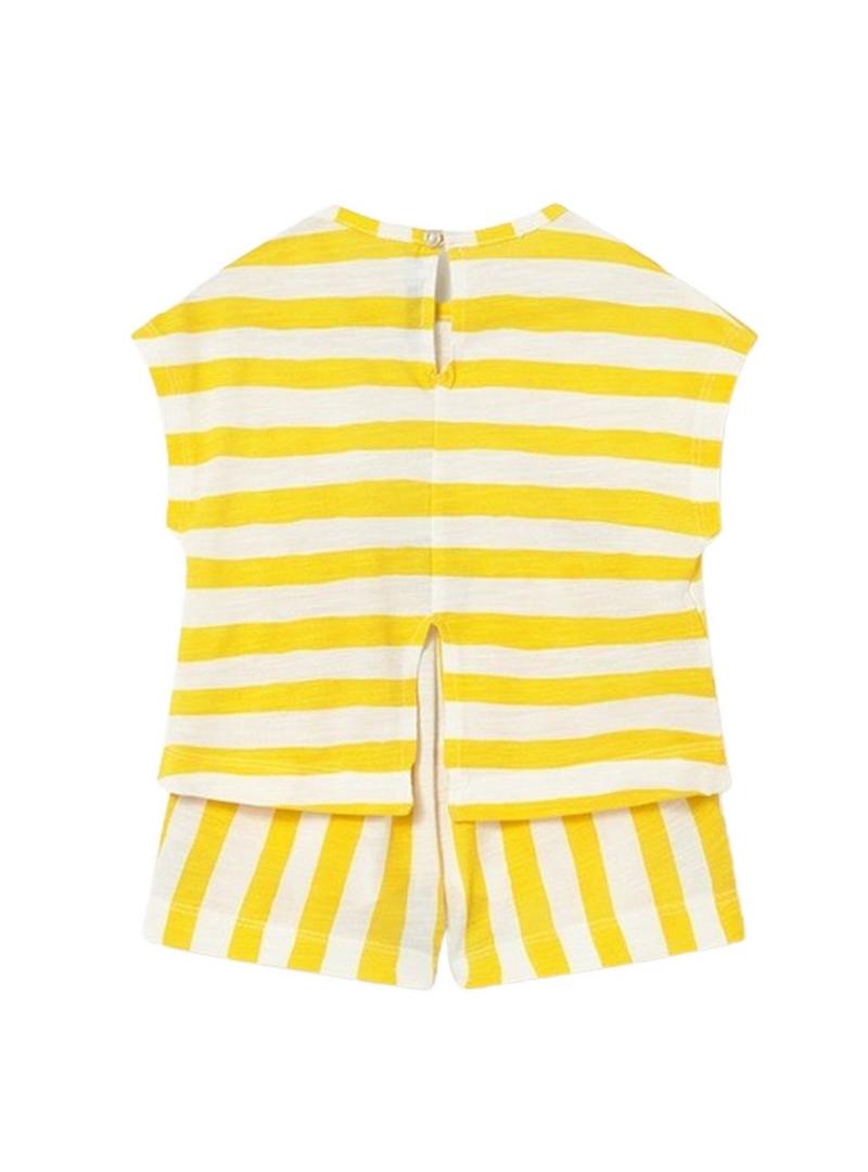 Conjunto Mayoral Sol amarelo e branco listrado para bebê