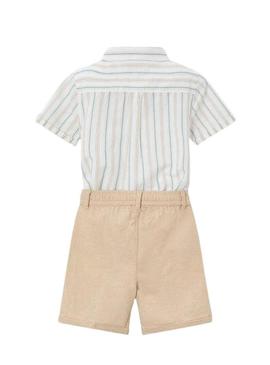 Conjunto bermuda de linho Mocca.