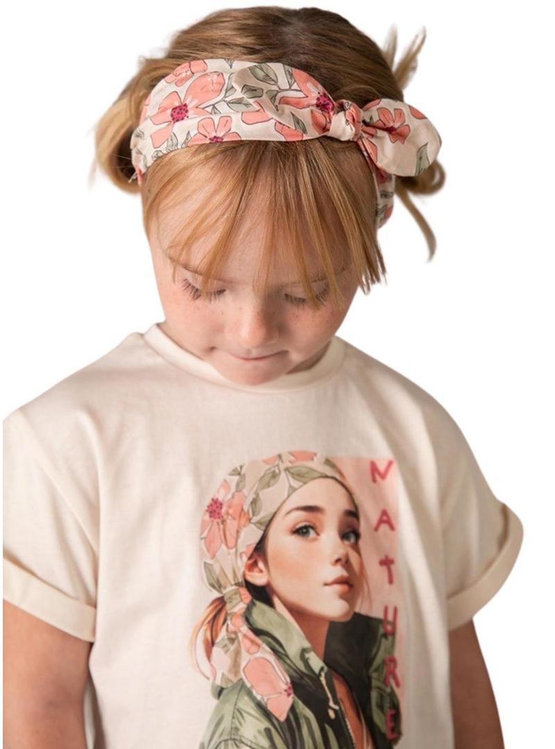 Camiseta e faixa Mayoral branca para menina