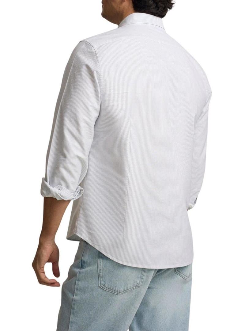 Camisa Silbon oxford listrada azul para homem.