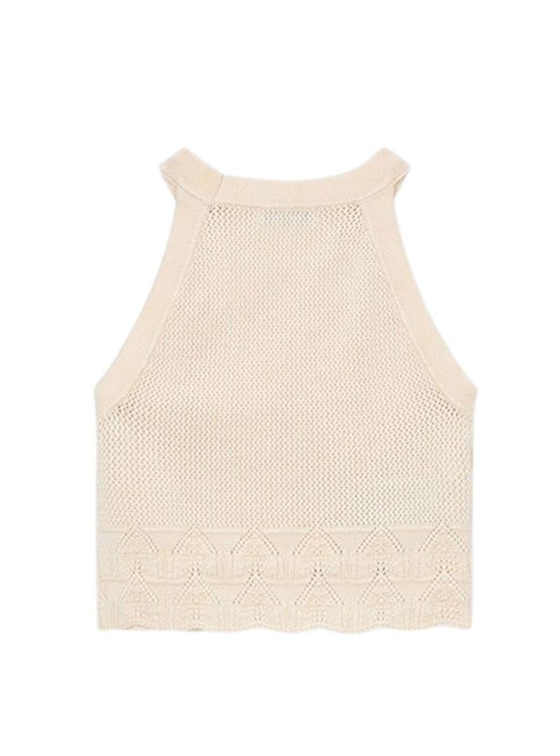 Top Mayoral em tricô bege para menina.