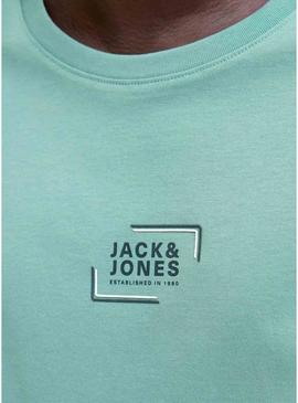 Camiseta Jack and Jones Corp azul turquesa para homem.