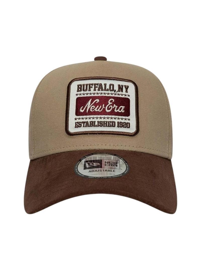 Boné New Era Patch Suede 9FORTY bege para homens e mulheres.