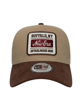 Boné New Era Patch Suede 9FORTY bege para homens e mulheres.