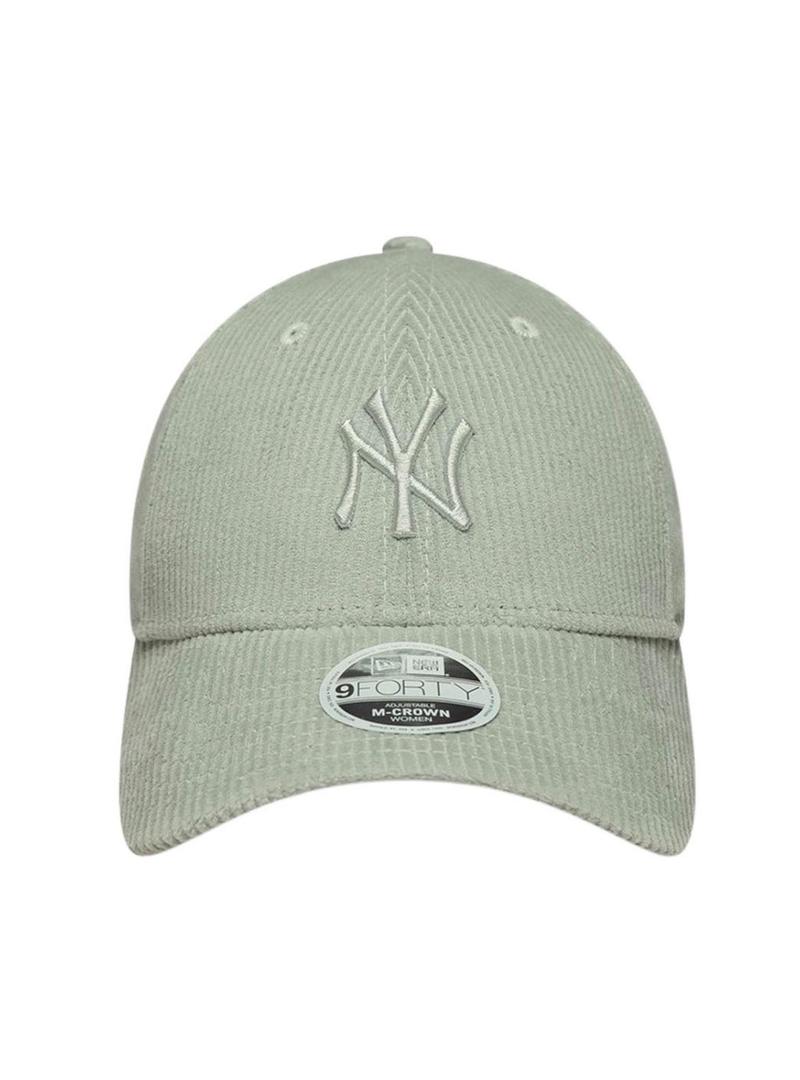 Boné New Era Cord New York Yankees 9FORTY verde claro para mulher.