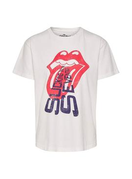 T-Shirt Only Rolling Stones Branco Mulher
