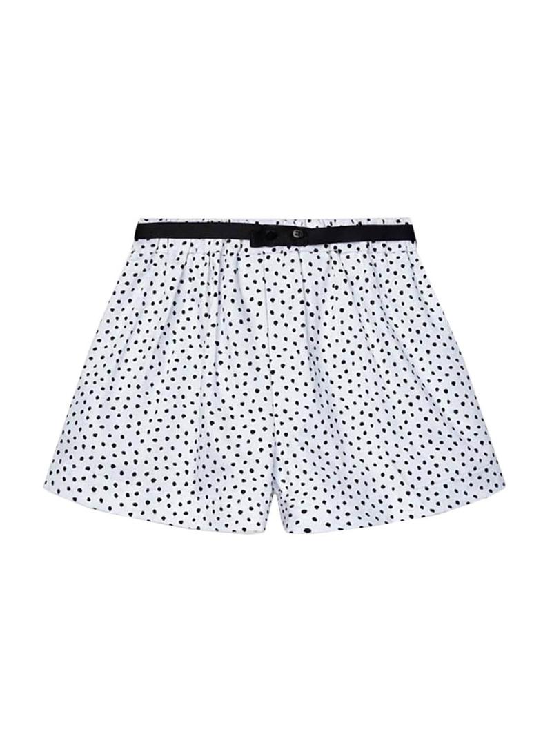 Short Mayoral Topos Branco Preto para Menina