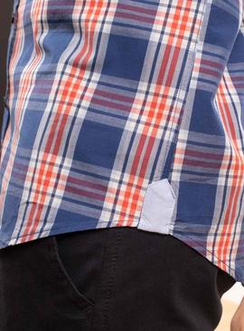 Camisa Klout Madras Azul Marinho para Homem